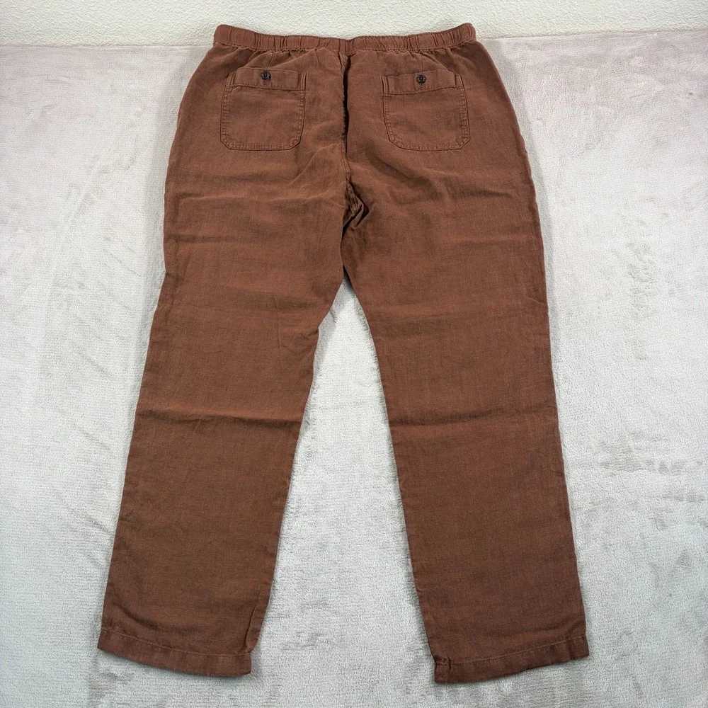 TODD SNYDER Straight Fit 100% Linen Beach Pants in‎ Cigar Men 2XL Drawcord NWT